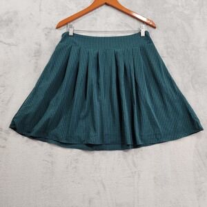 A New Day Skirt Womens M Green Check A-Line Pleated Chiffon Mini Preppy Pockets